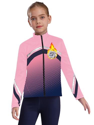 CHICTRY Kids Girls Fleece Long Sleeve Jacket Full Zip Horse Riding Thermal Coat Figure Skating Jacket Outerwear