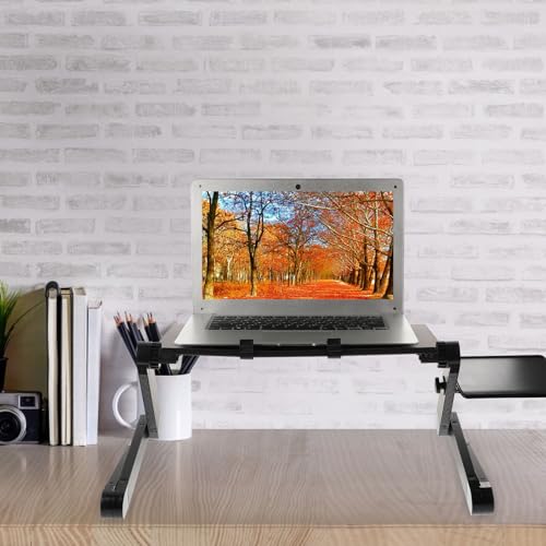 Soporte de laptop de aluminio con ventiladores y mouse pad plegable miniatura 3