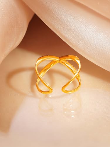 Image of 18K Gold Plated Statement Ring for Women | Stylish Classy Rings | Waterproof and Anti Tarnish Jewellery | Rakhi Gift for Sister | Gifts for Women | 1 Year Warranty*