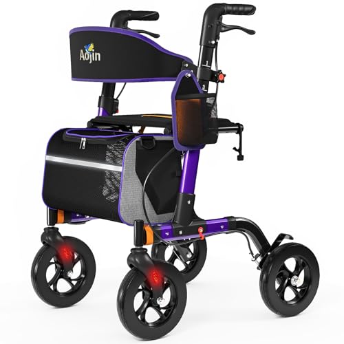 Walkers for Seniors, Rollator Walker with Seat, 350 lb Weight