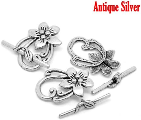 JGFinds Lily Flower Toggle - 10 Silver Bracelet Clasps Sets, DIY Jewelry Making Supplies - Image 3