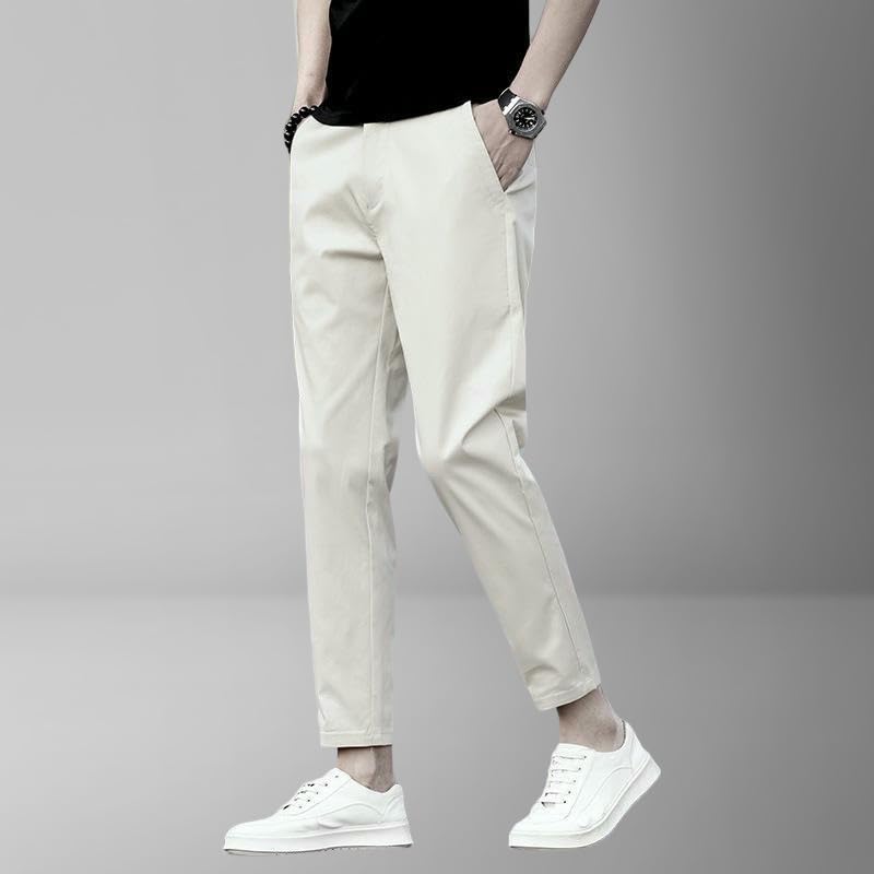 Men's Spring Summer Thin Slim Straight Nine-Tenths Versatile Elastic Casual Pants2