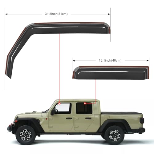Image of Nilight in Channel Rain Guards for Jeep Gladiator 2020 2021 2022 2023 2024 2025 2026 Side Window Deflectors, Vent Window Visors-4PCS