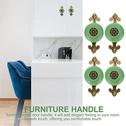 ULTECHNOVO 4Pcs Puxadores de Cerâmica Do Vintage Liga de Zinco Gabinete Armário Roupeiro Gaveta Port