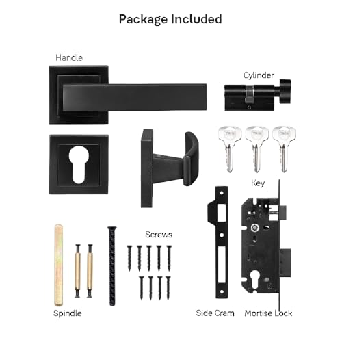 Image of Yale YECM-405-OR-TT-BM Mortise Door Lock for Bedroom /Home /Office /Hotel Suitable for Left /Right Handed Doors | Comes with Rose & Escutcheons with Thumb Turn, 3 Keys Cylinder and Lock Body (Black Matt)