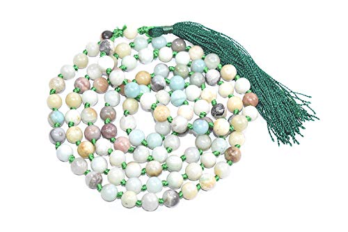 Bracelet mala noué à la main en amazonite pour apaiser l'esprit et le stress