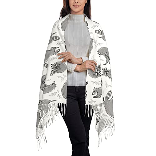 Cute Racoon Women's Blanket Scarf Casual Winter Warm Long Scarves Shawl Wrap Scarf2