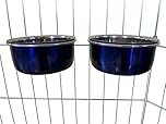 Ellie-Bo Pair of Dog Bowls For Crates, Cages or Pens and 3 Sizes (0.6Ltr Small, Blue)