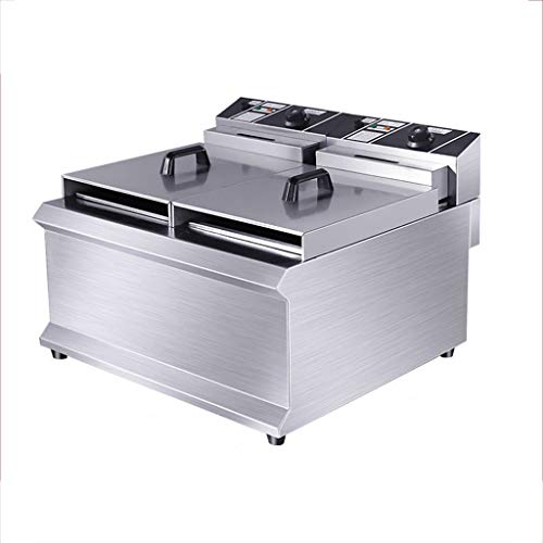 Xinjin Gewerbliche Fritteuse, 4,5 kW großer Einzel- / Doppelzylinder aus rostfreiem Stahl, voll einstellbare…