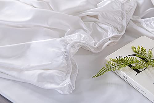 GF 100% Organic Bamboo 300tc Luxurious sateen weave Bedding Set Duvet Cover, Extra Deep 40cm Fitted Sheet, 2 x Pillow Cases (White, King) - Image 8