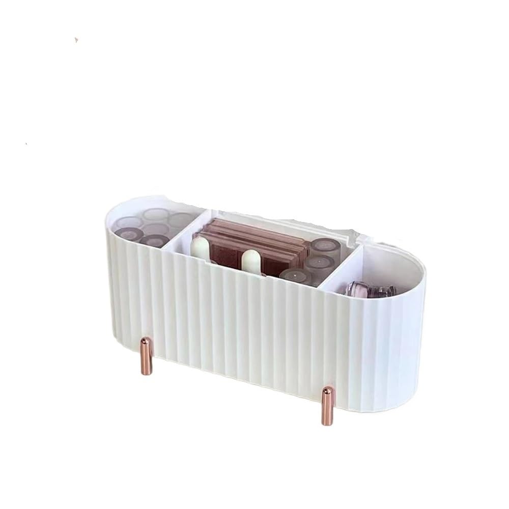 Lianxibag White 3 Grids Makeup Sponge Puff Storage Box Swab Clear Desktop Organizer Beauty Egg Bathroom Shelf Cleaning Rod Tool Container(White)