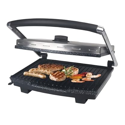 Shov Kontaktgrill, Paninimaker, Tischgrill 3 in 1 mit 2000 Watt Fettauffangbehälter XXL Grillfläche Wählbar Antihaftbeschichtung Granit oder Teflon (Granit) – Bild 4
