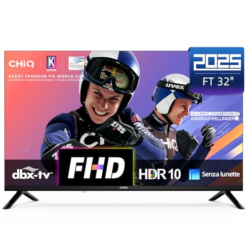 CHiQ LF32FT Smart TV 32pollici (81 cm), Full HD, HDR10, Google TV OS, Dolby Audio & dbx-tv, Tuner...