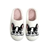 ELIRAR Dog Cat Slippers Plush Animal Pet Comfortable Winter Women Men Soft Non-slip (French Bulldog, Adult, Women, 5.5, Numeric Range, US Footwear Size System, 6.5, Medium)