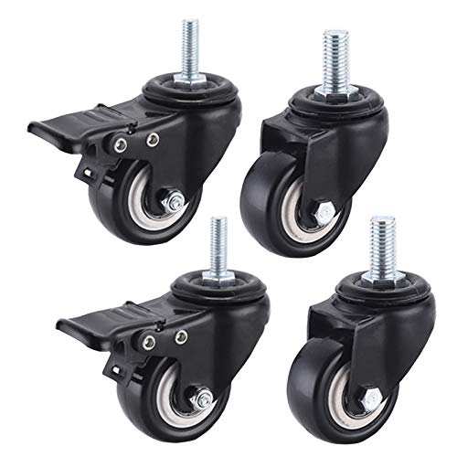 Ruedas de grado industrial Ruedas de alta resistencia, 4 ruedas giratorias de poliuretano for muebles, ruedas de alta resistencia con vástago roscado M8/M10, utilizadas en carros de supermercado y mac