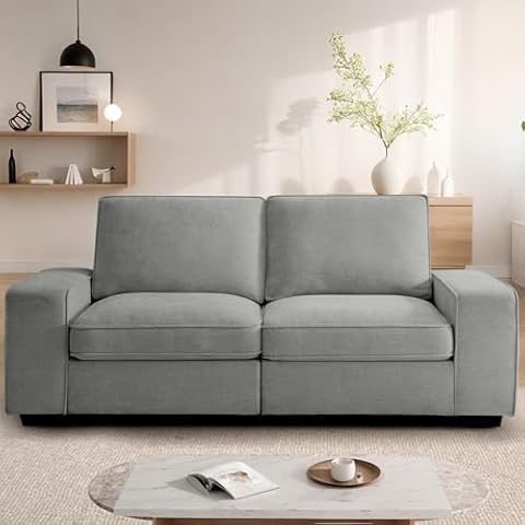 TEKAMON 73" Modular Sofa Couch with Seat Storage, Comfy 2-Seater Chenille Fabric Loveseat Sofa for Living Room, Office, Apartment W/Deep Seat, Wide Armrest, USB Charing Removable Cover(Light Grey) Cover