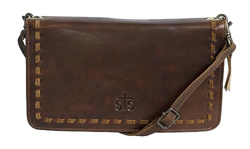 STS Ranchwear Womens Catalina Croc Evie Chestnut Leather Clutch Bag