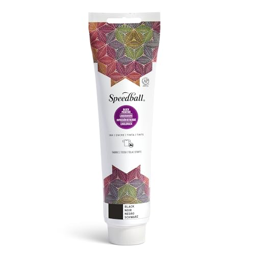 Image of Speedball Fabric Block Printing Ink, 5oz, Black, No Heat Set Required for Textiles, Permanent Formula, Made in USA