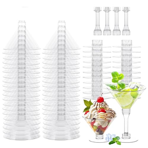 Kokoie Plastic Cocktail Glasses, 25 PCS 180ml Plastic Martini Glasses, Reusable Clear Party Cocktail Glasses for Champagne, Mocktail, Margarita, Christmas Wedding Birthdays Transparent