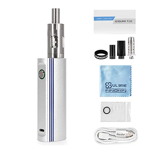Innokin E Cigarettes Starter Kit of Endura T22, T22E Vape Pen Kit with ULBRE Cleaning Cloth, E Cig Box Mod + Atomizer Refillable T18E Tank + Prism Coil + Rechargeable 2000mAh Battery+ Vapeband, Silver