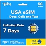USA eSIM 7 Days | Call Home for Free | USA Network with Unlimited High Speed Data | Unlimited Local Calls and SMS to UK and USA (including Hawaii). Receive eSIM Same Day by Email and Start Using