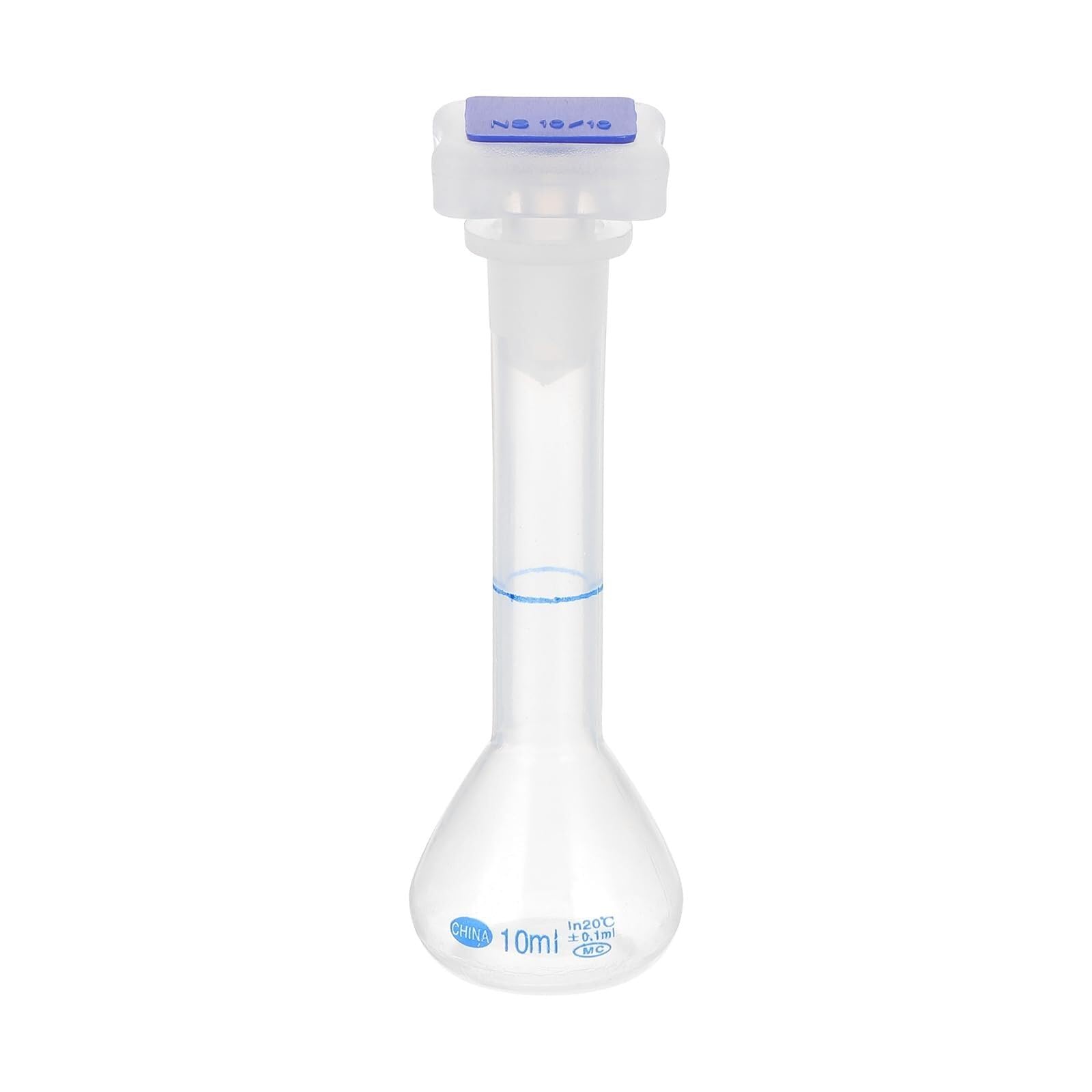 Matraz Aforado Polipropileno 250ml - Matraz de Medida Laboratorio Irrompible con Tapón y Graduación Azul(1,10ml)