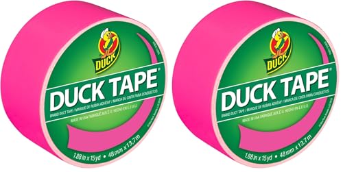 Image of Duck Brand 1265016 Color Duct Tape, Neon Pink, 1.88 Inches x 15 Yards, Single Roll (Pack of 2)