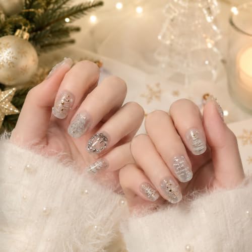Image of Christmas Tree Nail Stickers Snowflake White Gold Nail Art Decals Design