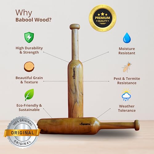 Image of Mudgar | Indian Club, Karla Kattai, Mudgal, Mugdar, Clubbell, Meel - for Strength Training, Shoulder Mobility & Functional Fitness | Handcrafted from Natural Wood & Polished (3, Kilograms)