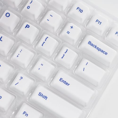 Image of Ceramic Keycap Set for 61 /67 /68 ANSI Keyboards 96 Keys (White Dark Blue) | Mechanical Keyboards Alumina Ceramic, Scratch-Resistant, Gloss Finish, TKL Layout, Comfortable Typing