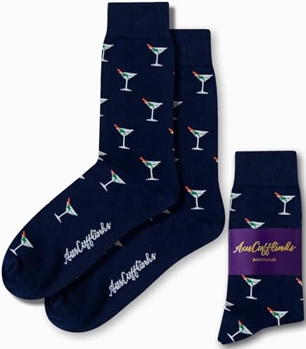 AUSCUFFLINKS Martini Margarita Socks Mojito Drink for Men Apple Martini Alcohol Drinks | Present for Work Colleague | Bday Gift for Guys (Martini)