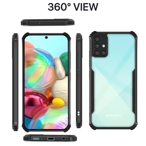 Image of Outlouders Back Cover for Samsung Galaxy A71 | Ultra Hybrid Transparent | Full Camera Protection | Raised Edge | Crystal Clear Bumper Case (Black)