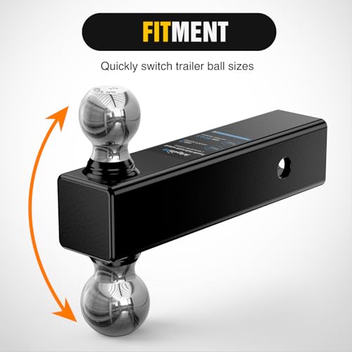 Image of Nilight Multi-Ball Trailer Hitch Ball Mount, 2 & 2-5 /16 Inch Balls, Dual Ball Mount fits 2-1 /2-Inch Hitch Receiver, Chrome Plating