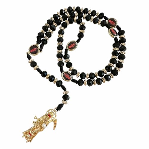 Santa Muerte Necklace Rosaries Beads Holy Death's Necklace Blessing Crafted Rosario de la santa muerte Prayer Gift For Men and Women