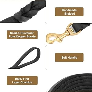 Guiding Star Leather Dog Leash 6ft, Dog Leashes for Large Dogs Heavy Duty, Soft Braided Handmade Leather Training Leash for Large & Medium Dogs (6ftx3/4inch, Black) Guiding Star Leather Dog Leash 6ft, Dog Leashes for Large Dogs Heavy Duty, Soft Braided Handmade Leather Training Leash for Large & Medium Dogs (6ftx3/4inch, Black)
