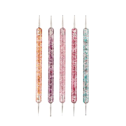 Nail Art Tools Kit - 5pcs Dual-ended Dotting Pen & Rhinestone Picker Set for Manicure, DIY Nail Design, Beginner & Professional Salon Supplies