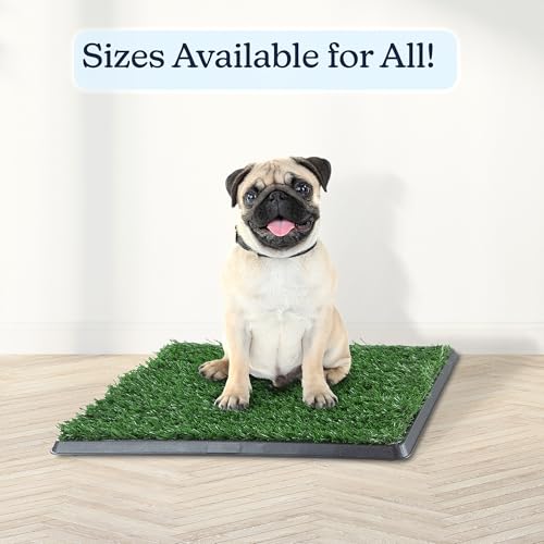 Image of PETMAKER Artificial Grass Puppy Pee Pad with Tray, Reusable Dog Potty Training Mat for Indoor & Outdoor Use, Easy Clean Artificial Turf Surface for Dogs and Small Pets, Fake Grass Potty
