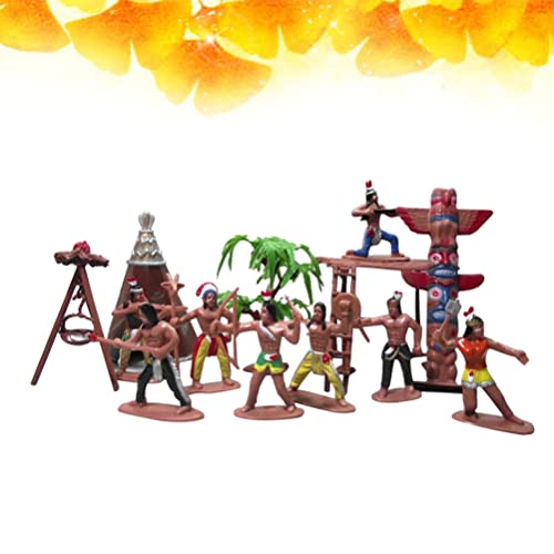 Totority Indians Action Figure Model Playset: 13Pcs Native American Figures Decoration Wild West Cowboys Adornments For Kids Children School Project #TOP7