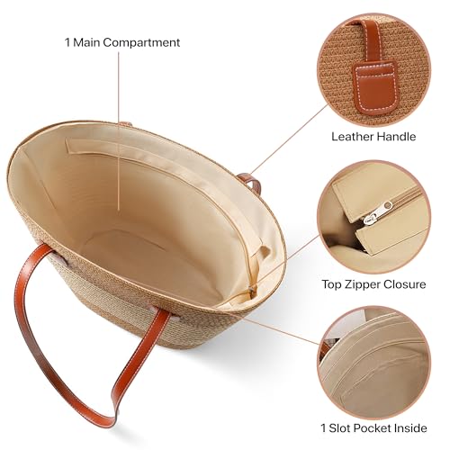 Image of Straw Bags For Women | Travel Straw Totes Bag, Summer Woven Shoulder Bag Handbag