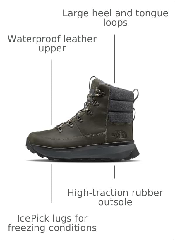 Image of THE NORTH FACE Men's Bergen Leather Waterproof Hiking Boot | Insulated Snow Boot With 4.5mm Lugs