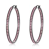 CiNily Pendientes de aro de acero inoxidable de varios colores para mujer, hipoalergénicos para orejas sensibles, grandes aretes de aro de 5 cm, Piedra, Piedra