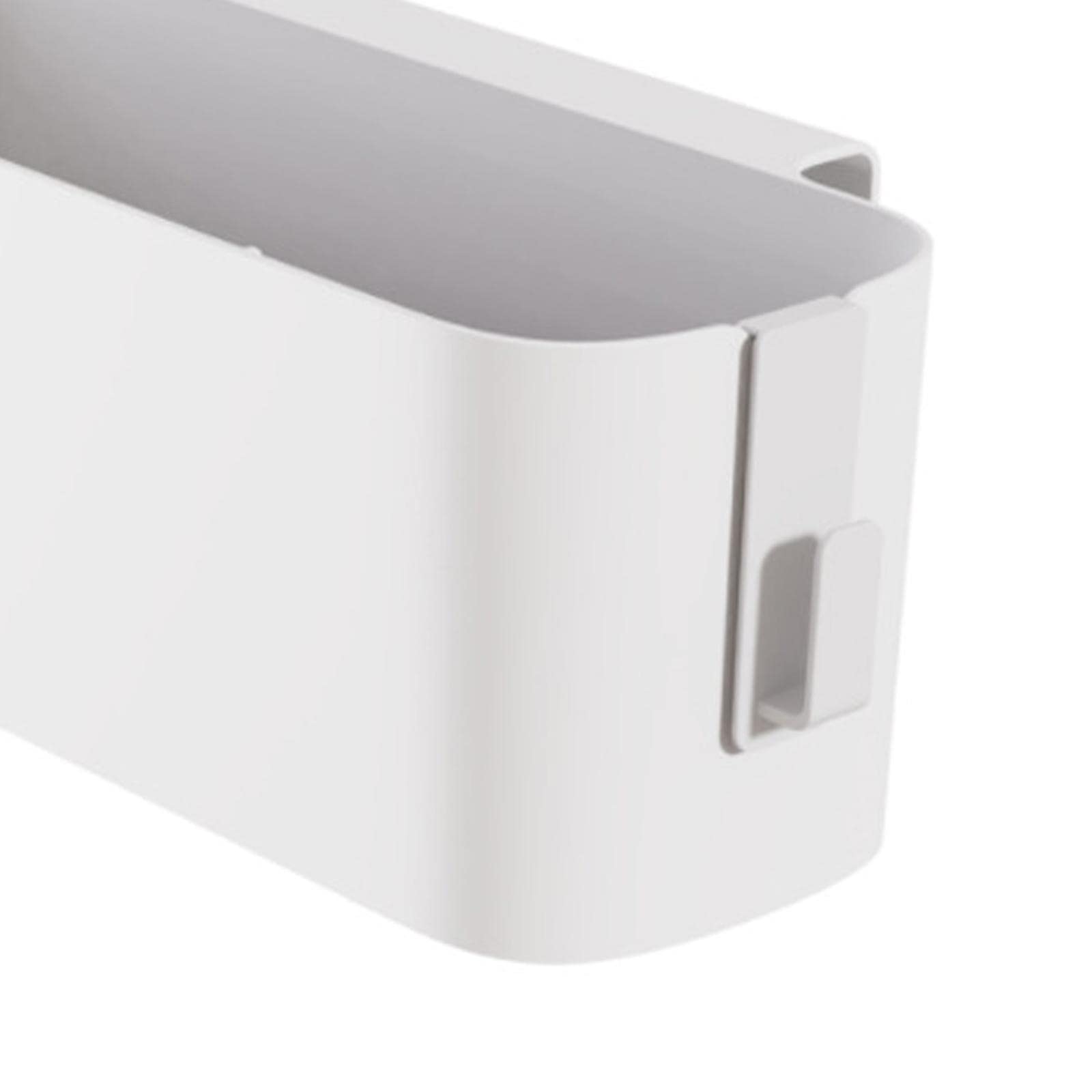 Bedside Storage Caddy Bed Hanging Bag Magazine Holder with Double Hook Basket Organizer Box for Cosmetic, Bunk Beds, Dorm Rooms, Phone, Home, White