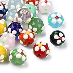 Round Flower Lampwork Beads_24 pcs