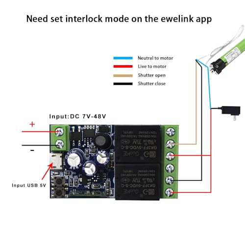 QIACHIP Ewelink Smart WiFi Switch,2 channel Dry Contact Relay Module 5V 12V 48V Momentary/self-locking ON Off Power Switch for Access Control,Turn on PC,Compatible with Alexa Google Home - Image 4