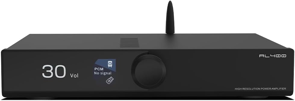 SMSL AL400 All-in-One Hi-Fi Decoder/Preamp/Phono Power Amp TPA3255 amp & CS43141 dac chip Full MQA, MM & MC Cartridge HDMI(eARC),for TV Home theater Subwoofer Desktop Bookshelf passive speakers(Black)