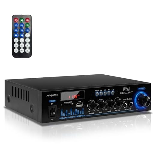 1000 W Amplificador hifi, Bluetooth 5.0 RMS 60 W X 2 Audio Equipos de Musica, SD Card/USB Input/FM Radio, para PC, TV, Amplificador Coche, casa Altavoz, subwoofer BT 12v 220V