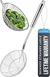 Zulay Kitchen Premium Stainless Steel Spider Skimmer 15.35” - Spider Kitchen Utensil with Premium Ergonomic Handles for Easy Use - Easy to Clean - Perfect for at Home Cooks & Chefs