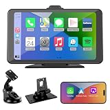 Yerepk Portable Carplay Screen Wireless Car Stereo - 7' HD Touch Screen Carplay & Android Auto Car Radio Audio Receivers with Bluetooth/Voice Control/GPS Navigation/AUX