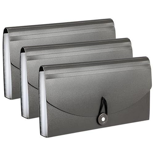 Sumnacon 3個セット ドキュメントファイル クーポンファイル ケース 13分類 持ち運び 書類ケース 卓上収納 クーポン分類 ファイル 領収書 通帳 パスポート チケット 収納ケース (グレー)