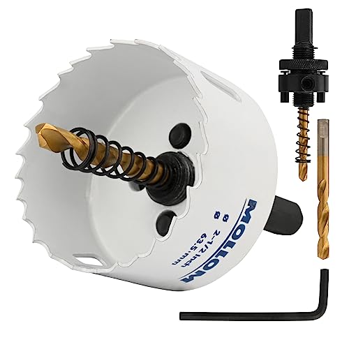 Mollom (63.5mm | 2-1/2") HSS M42 with 8% Cobalt BI-Metal Hole Saw with 2 Pilot Drill Bits & Arbor Smooth Cutting for PVC,Drywall,Wood,Plastic,Gypsum Board,Rubber by Mollom - Image 8